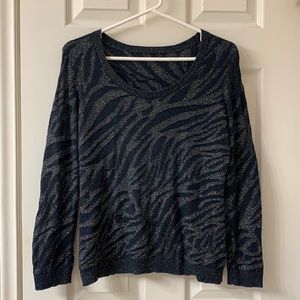🌷3 for$25🌷Unbranded, US M, Black & Silver Sparkly Long Sleeve Zebra Sweater